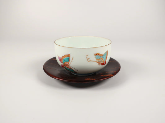 [Vintage] Kakunodate Kaba-zaiku Teacup Saucer Set of 5, Wild Cherry Bark