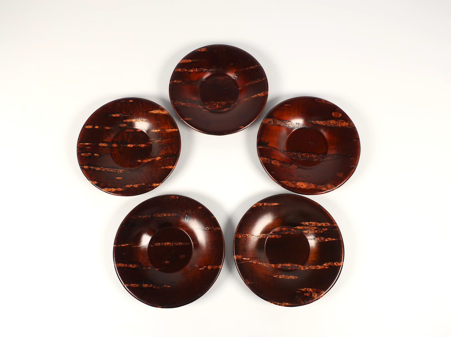 [Vintage] Kakunodate Kaba-zaiku Teacup Saucer Set of 5, Wild Cherry Bark