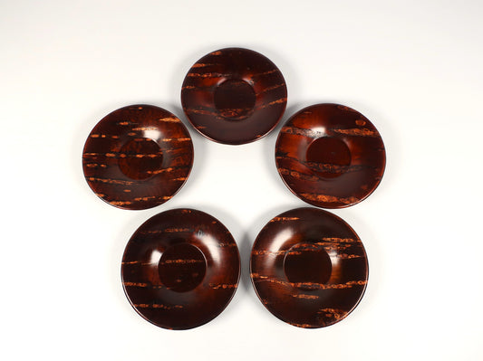 [Vintage] Kakunodate Kaba-zaiku Teacup Saucer Set of 5, Wild Cherry Bark