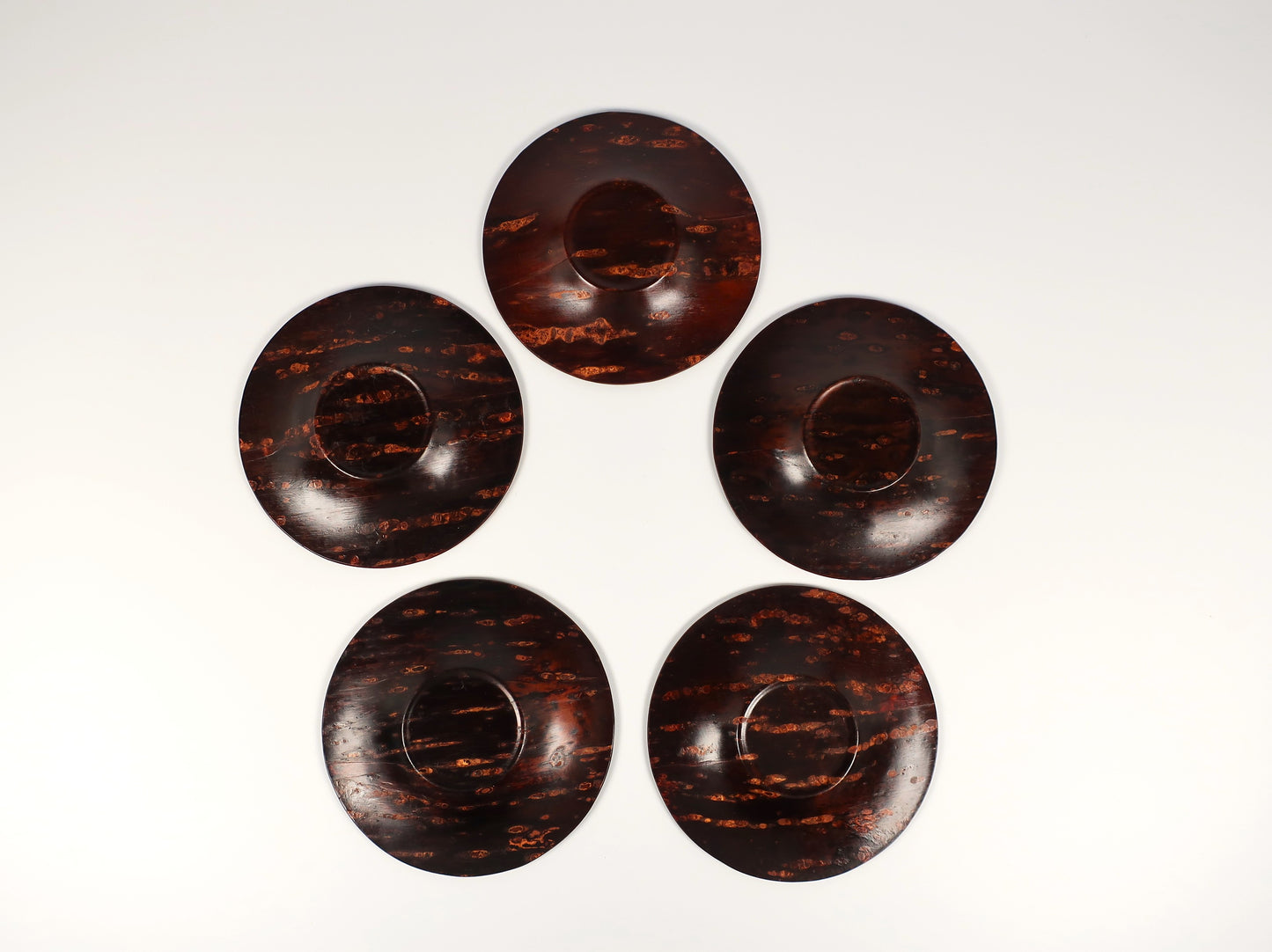 [Vintage] Kakunodate Kaba-zaiku Teacup Saucer Set of 5, Wild Cherry Bark