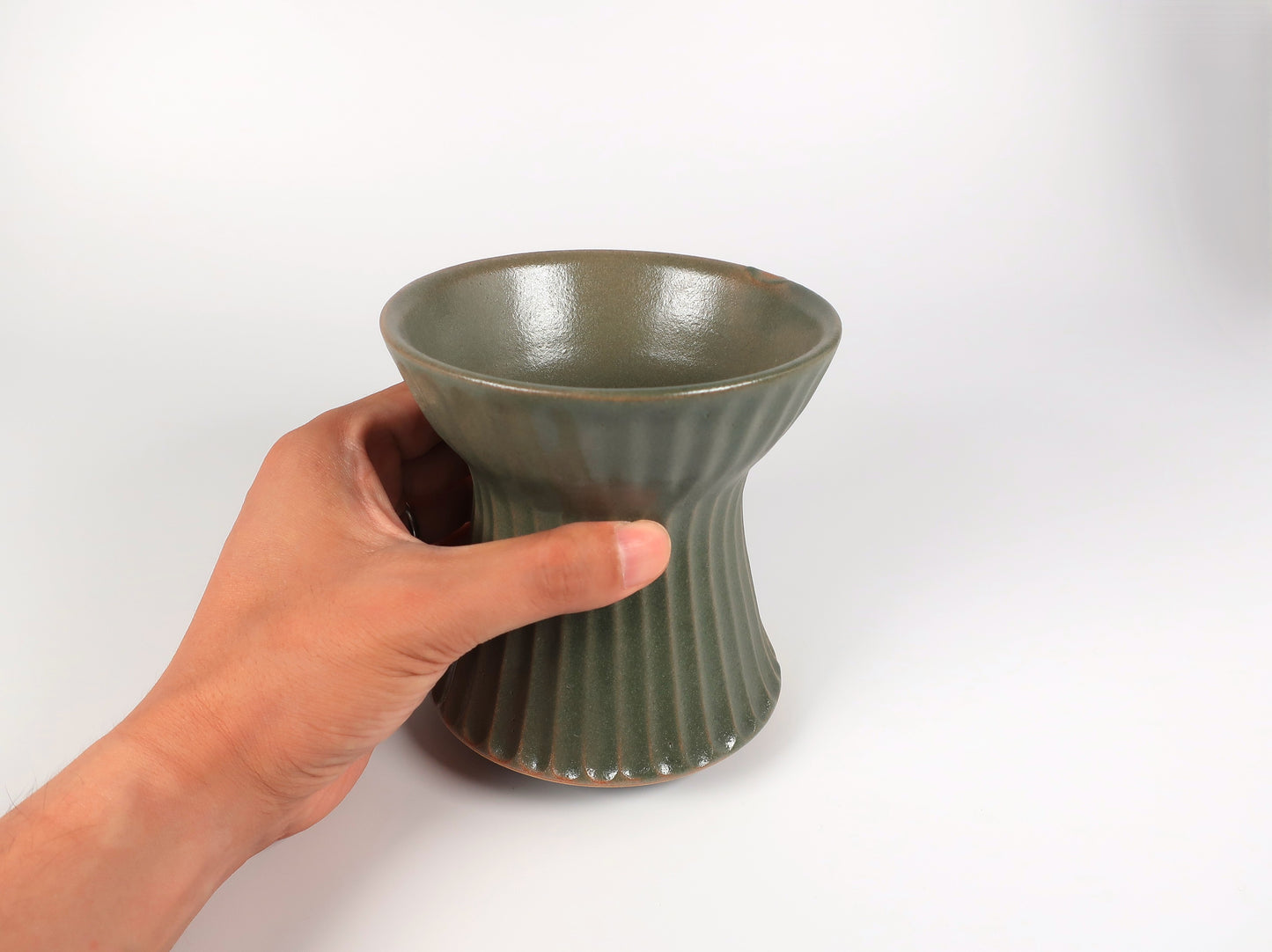 益子焼　ペット用フードボウル　グリーン