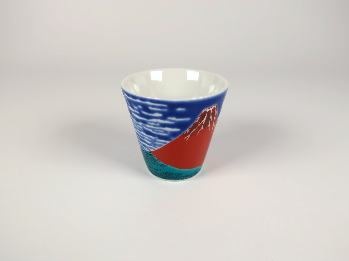 Kutani-yaki – O-choko Fuji rouge (Collection Choko de bon augure)