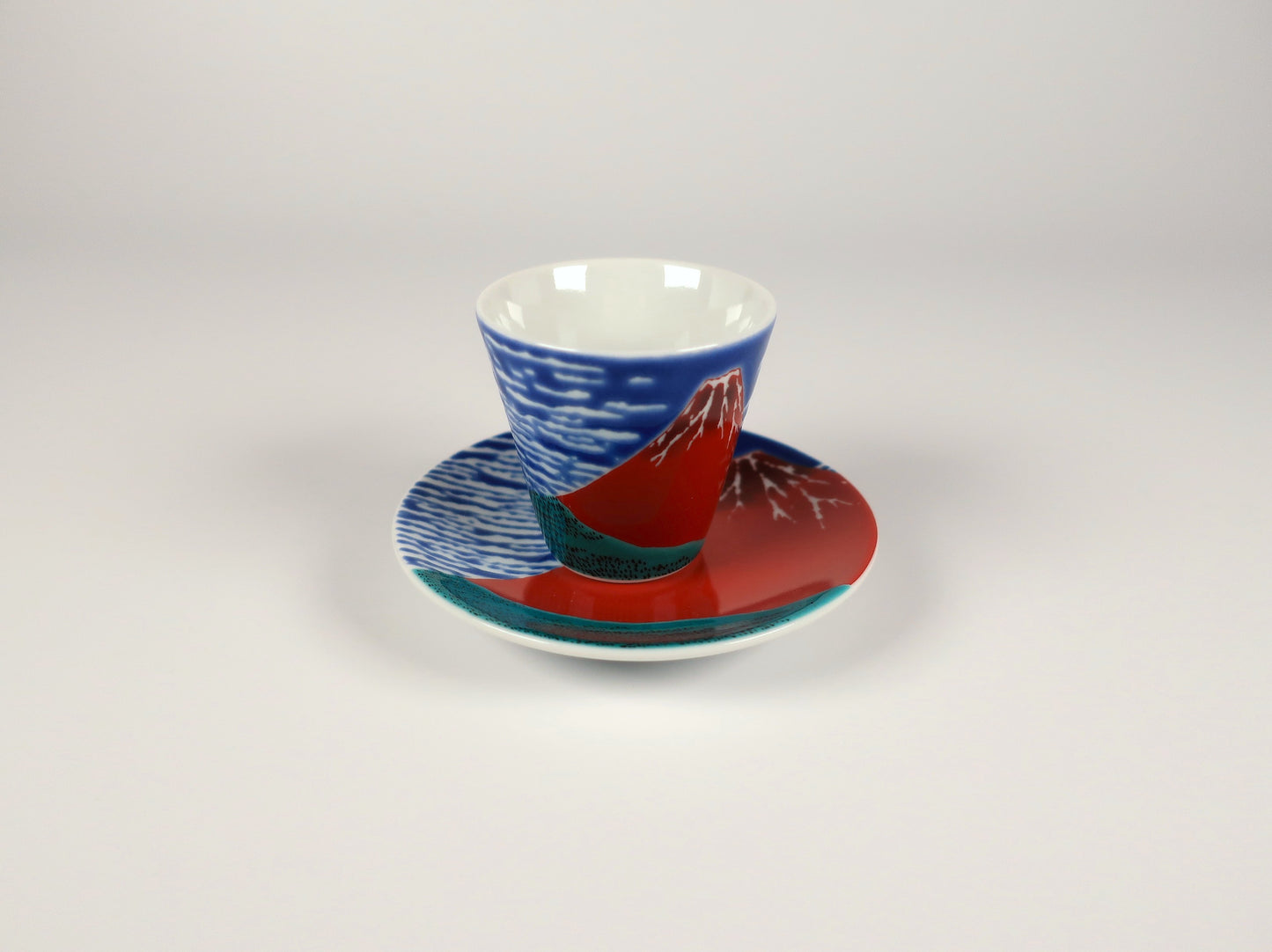 Kutani-yaki – O-choko Fuji rouge (Collection Choko de bon augure)