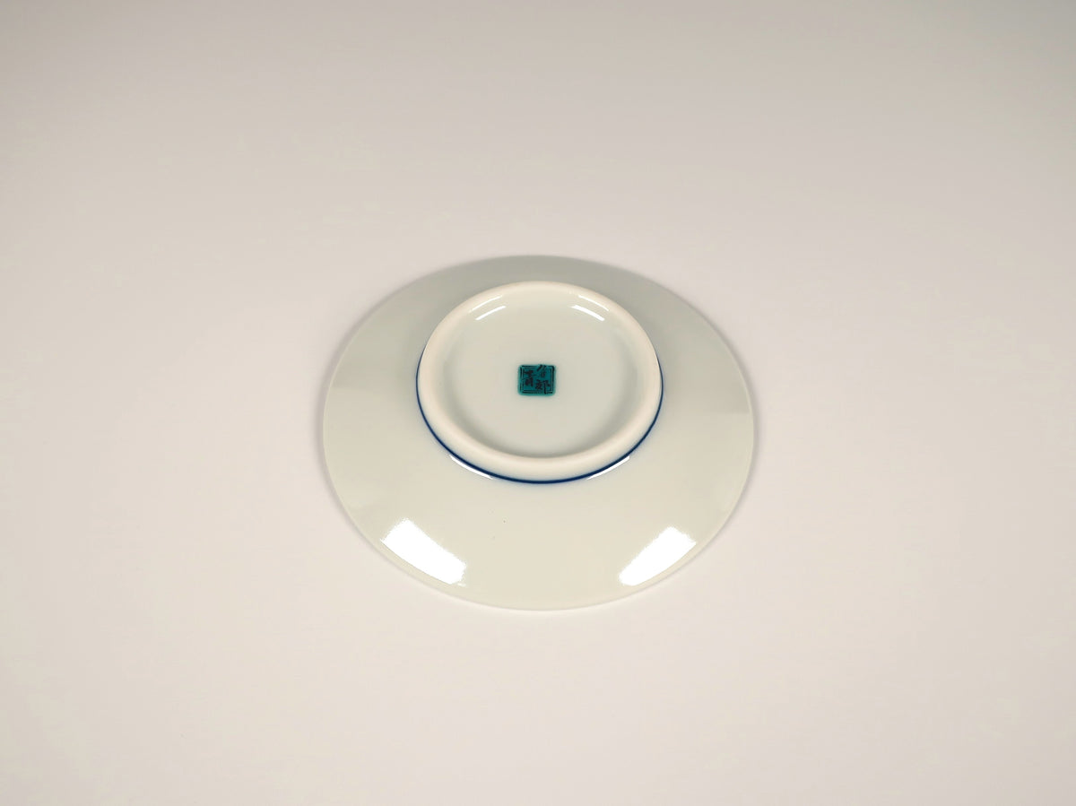 Petite assiette Kutani-yaki Fuji rouge (Collection d'assiettes miniatures porte-bonheur et de bon augure)