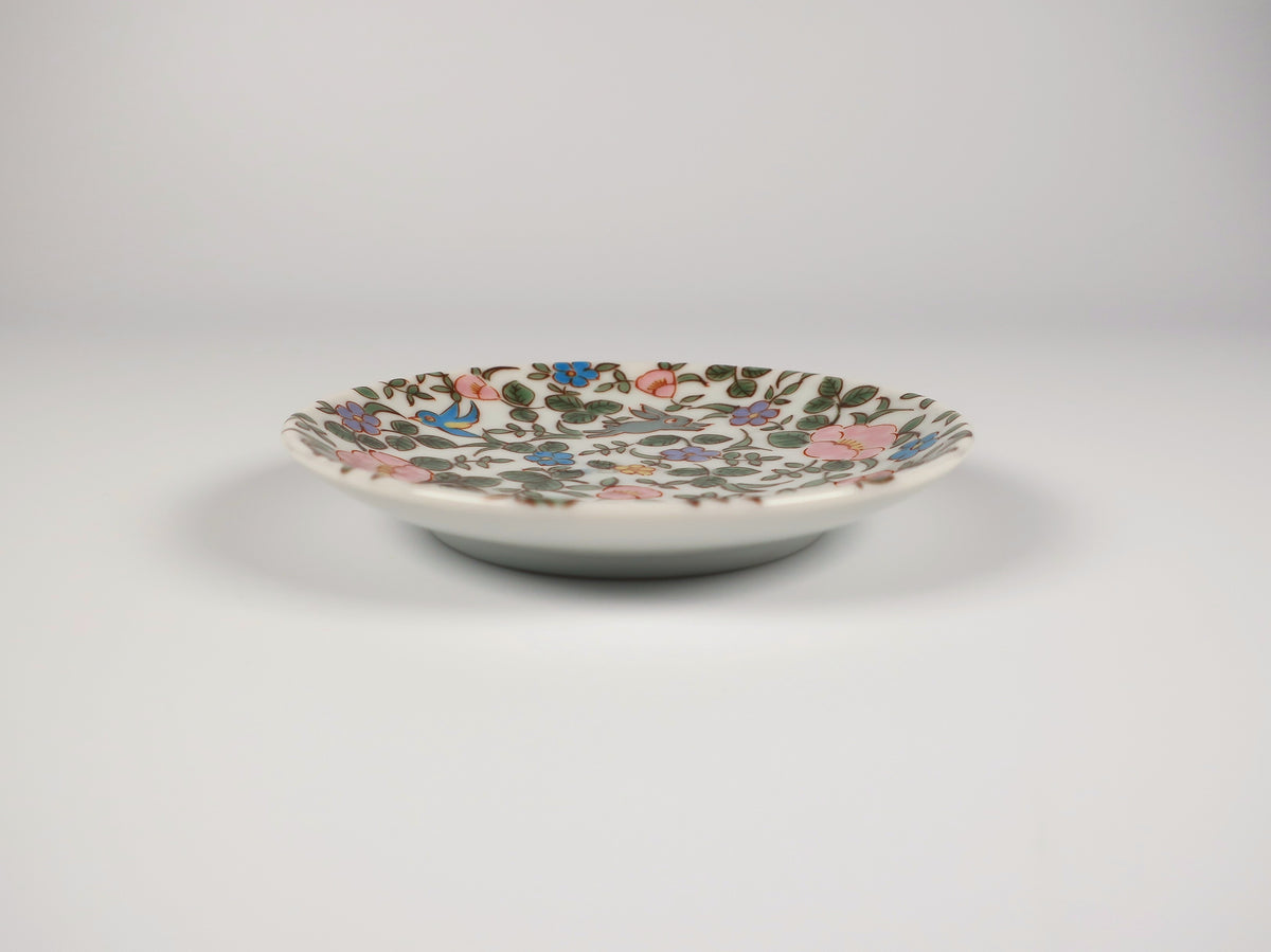 KUTANI ART SMALL PLATE "FLOWERS & RABBITS"