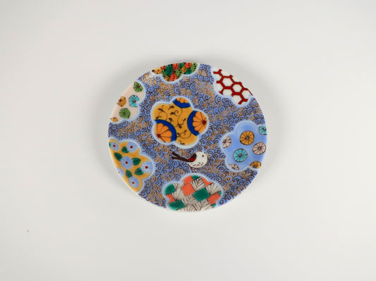 KUTANI ART SMALL PLATE "WHEN SNOW BEGINS TO FALL"