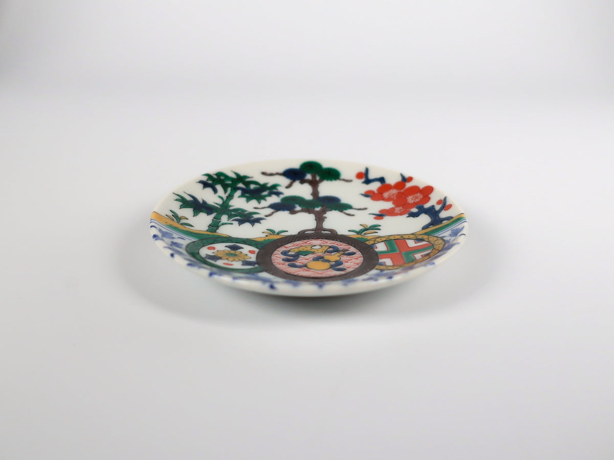 KUTANI ART SMALL PLATE "SOME-KUTANI KISSHOMON"