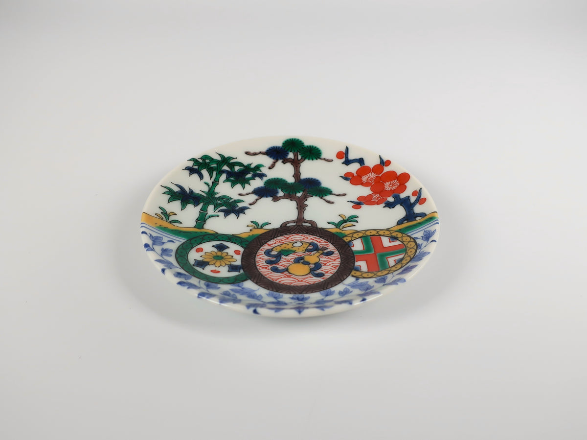 KUTANI ART SMALL PLATE "SOME-KUTANI KISSHOMON"