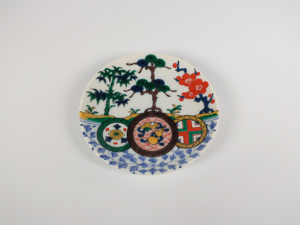 KUTANI ART SMALL PLATE "SOME-KUTANI KISSHOMON"