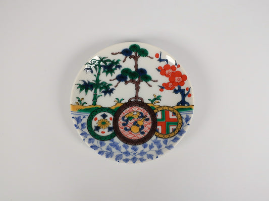 KUTANI ART SMALL PLATE "SOME-KUTANI KISSHOMON"