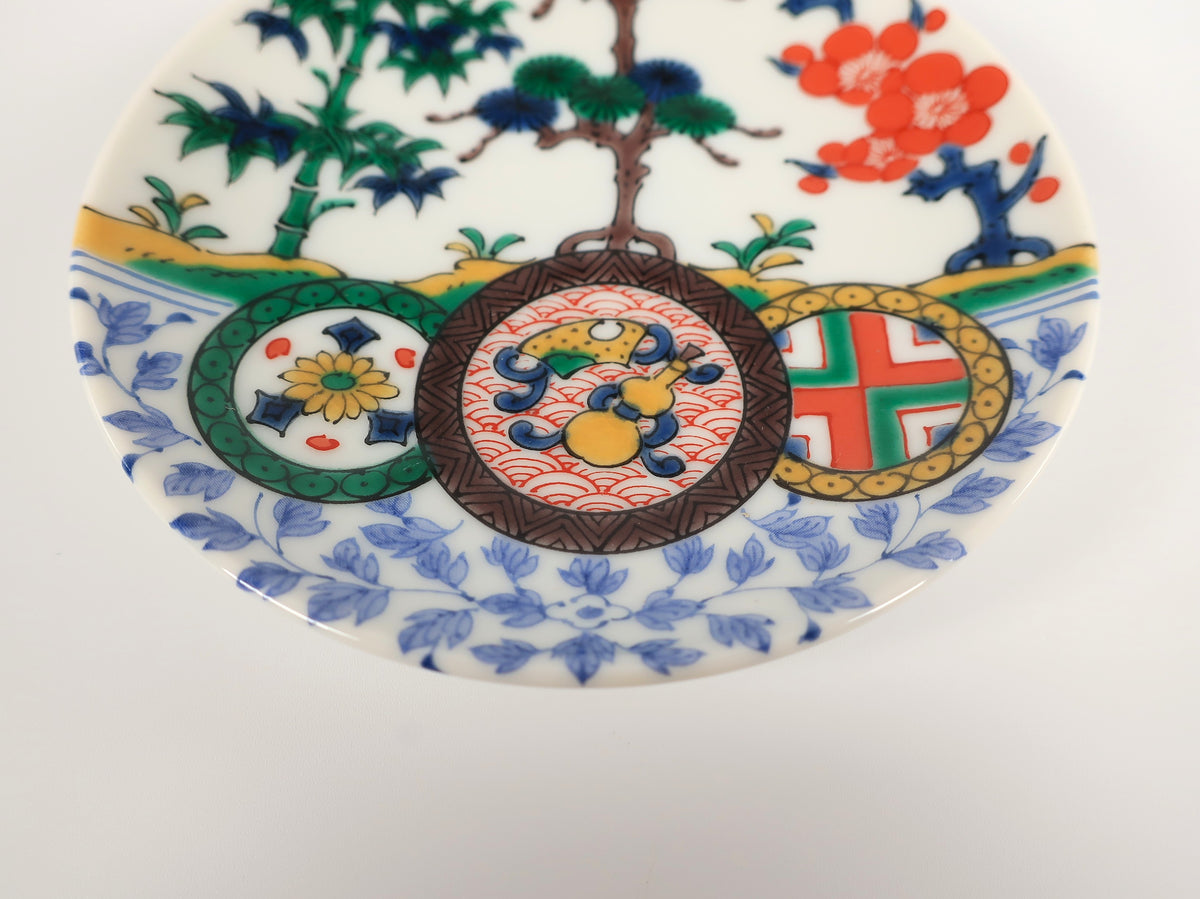 KUTANI ART SMALL PLATE "SOME-KUTANI KISSHOMON"