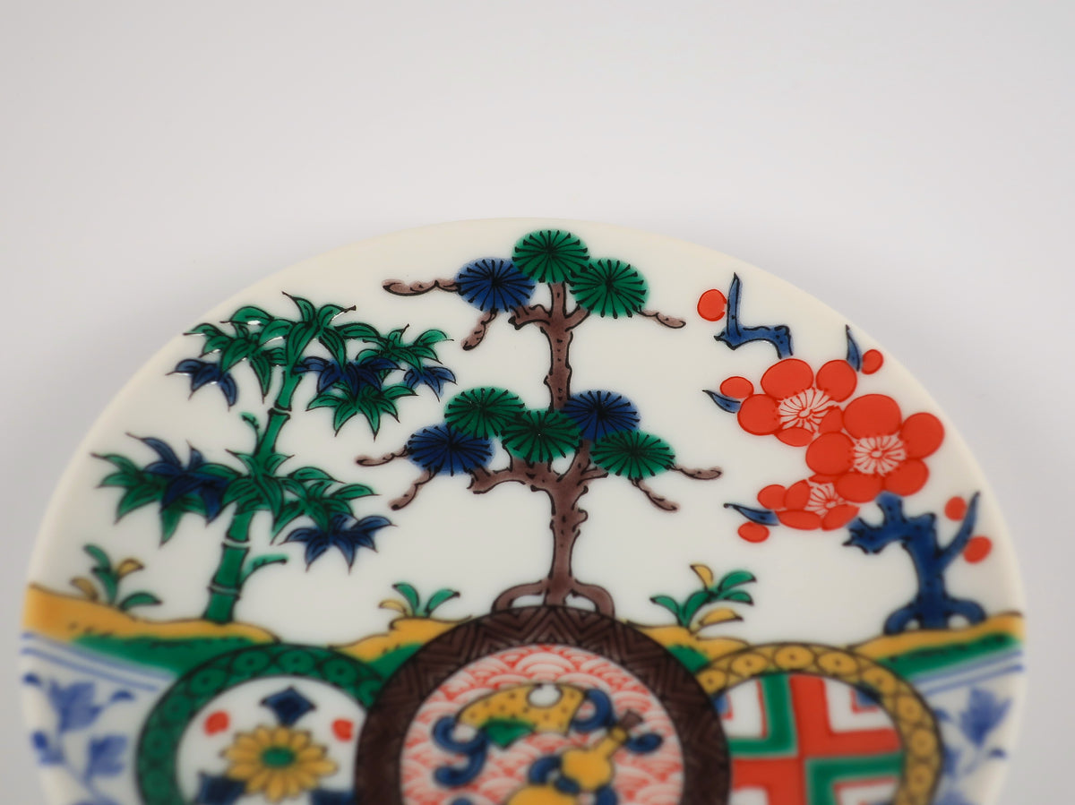 KUTANI ART SMALL PLATE "SOME-KUTANI KISSHOMON"