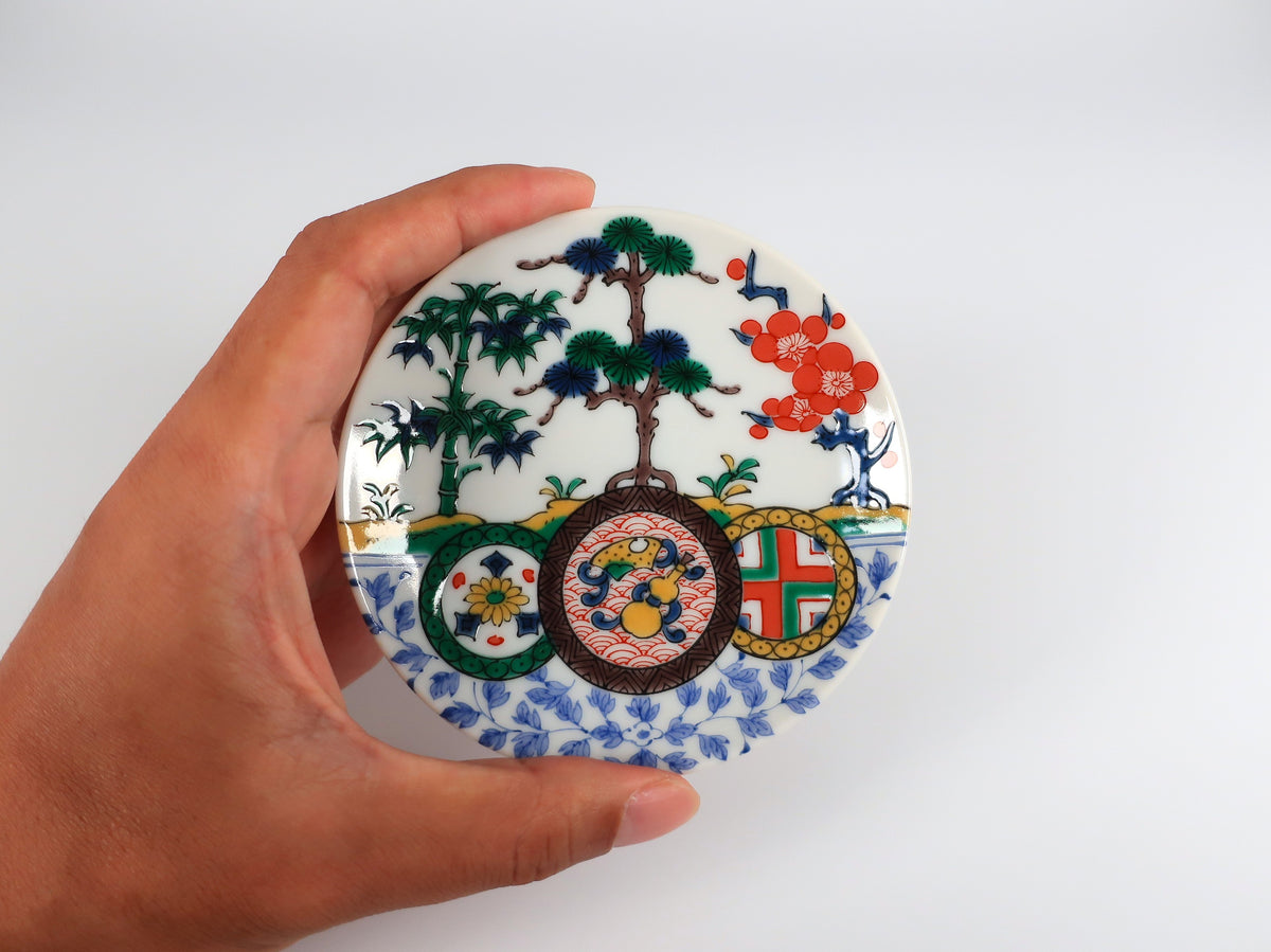 KUTANI ART SMALL PLATE "SOME-KUTANI KISSHOMON"