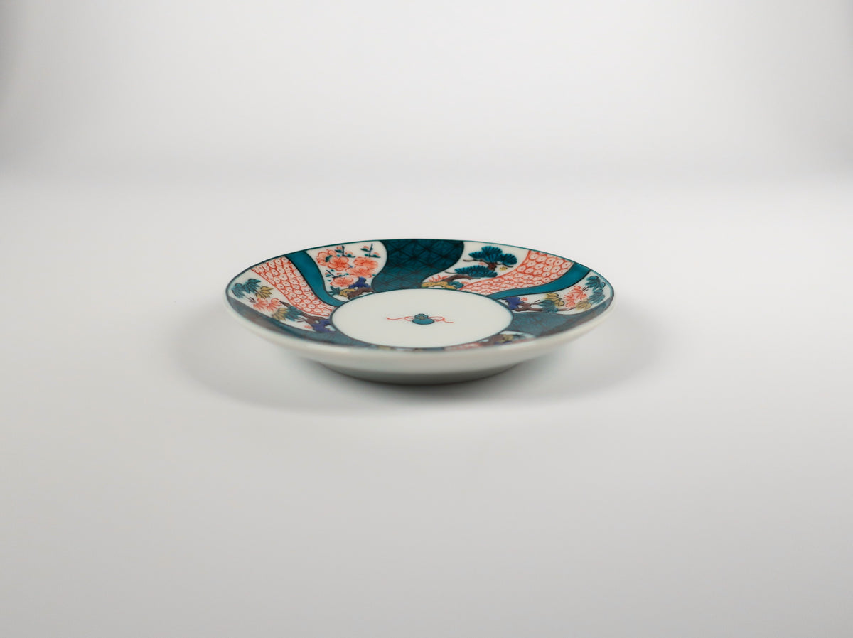 KUTANI ART SMALL PLATE "IROE SHOCHIKUBAI"