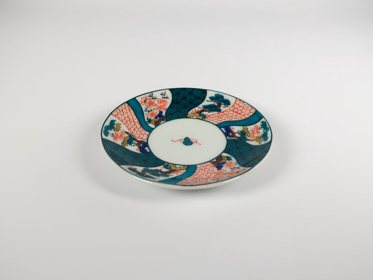 KUTANI ART SMALL PLATE "IROE SHOCHIKUBAI"