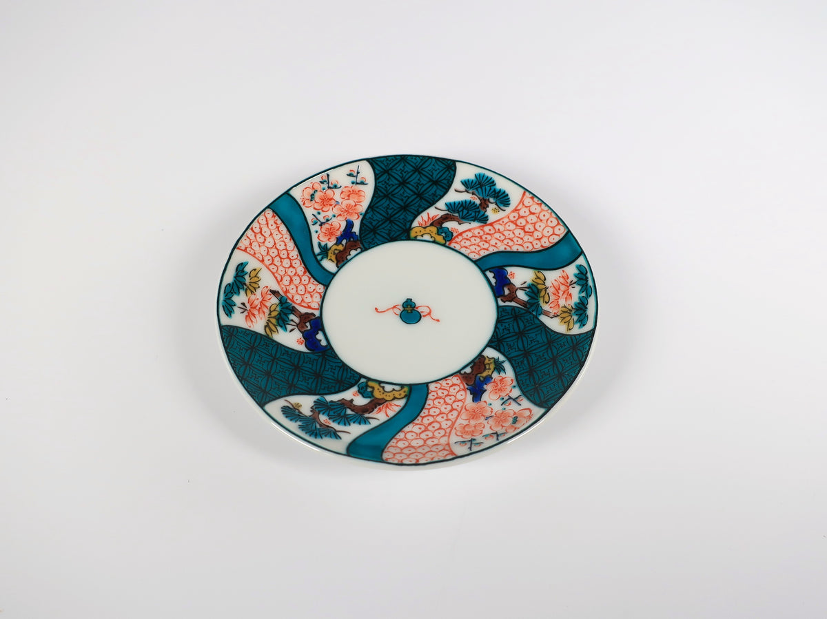 KUTANI ART SMALL PLATE "IROE SHOCHIKUBAI"