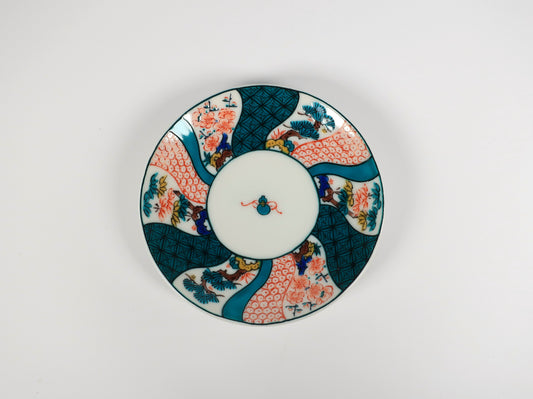 KUTANI ART SMALL PLATE "IROE SHOCHIKUBAI"