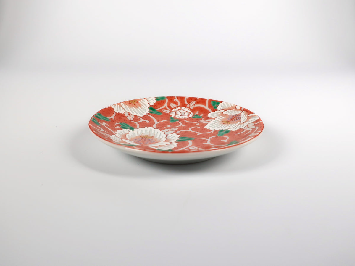 KUTANI ART SMALL PLATE "AKAE MANYOKA"