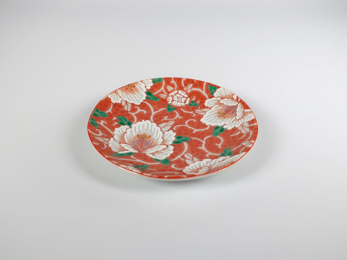 KUTANI ART SMALL PLATE "AKAE MANYOKA"