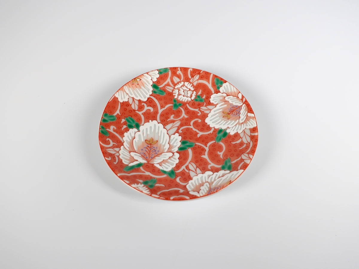 KUTANI ART SMALL PLATE "AKAE MANYOKA"