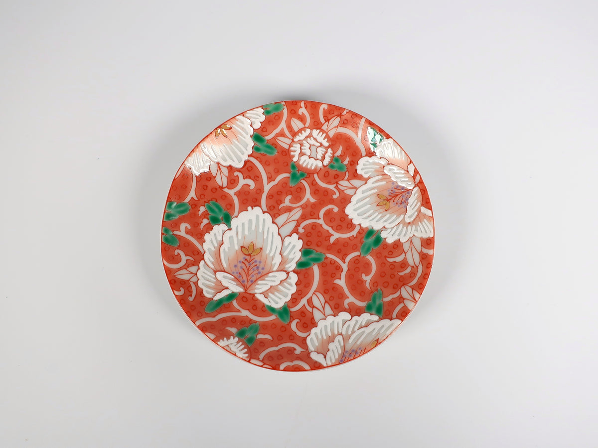 KUTANI ART SMALL PLATE "AKAE MANYOKA"