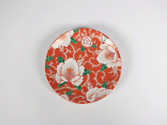 KUTANI ART SMALL PLATE "AKAE MANYOKA"