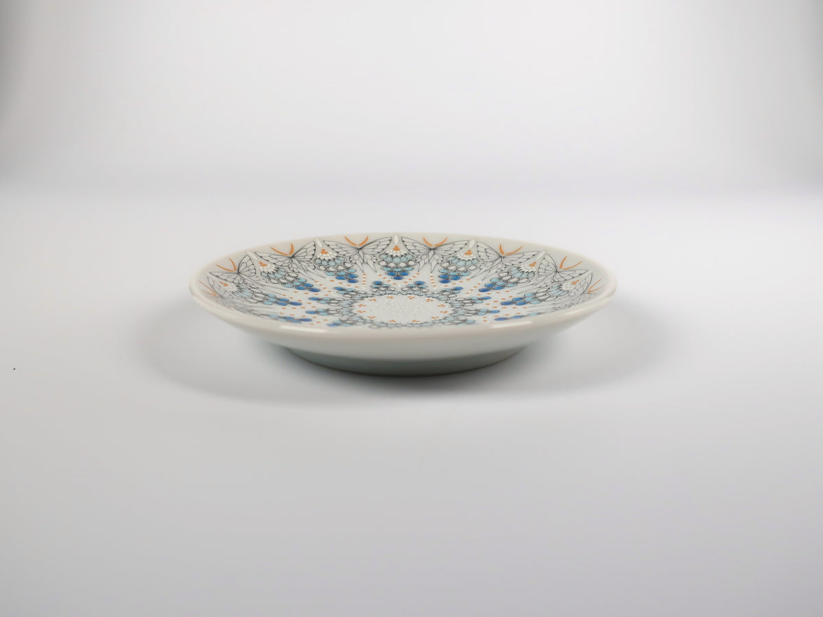 KUTANI ART SMALL PLATE "CHŌ HANA KASUMI"