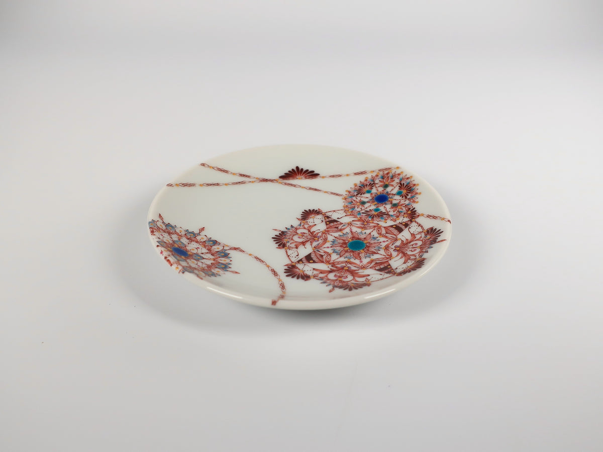 KUTANI ART SMALL PLATE "EBITCHA SAI-BYŌ MARUMON"