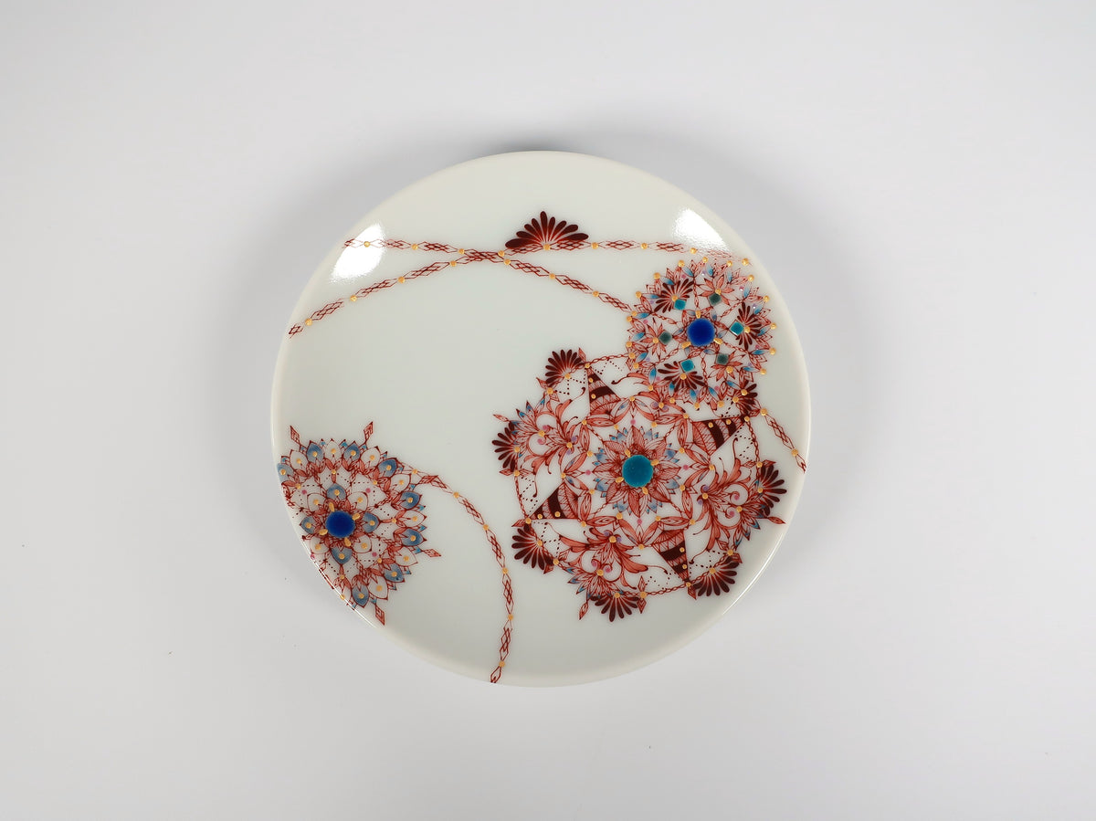 KUTANI ART SMALL PLATE "EBITCHA SAI-BYŌ MARUMON"