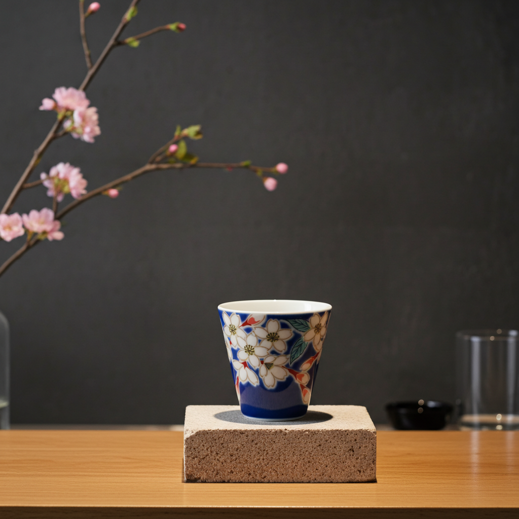 九谷焼　おちょこ　桜（吉祥　縁起ちょこコレクション）
