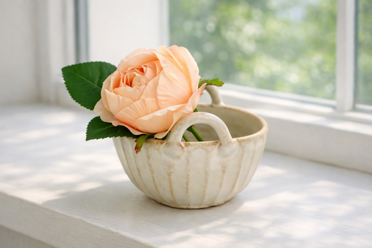 Mashiko Ware Bag-shaped Single Flower Vase, Off-white