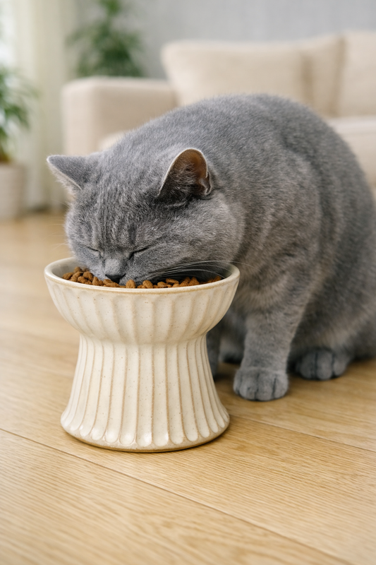 Mashiko ware pet food bowl, off-white