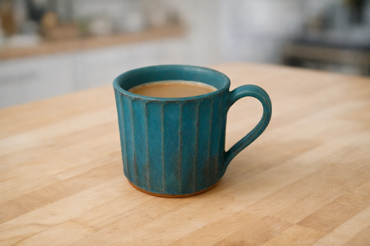Mashiko Ware Square Mug, Turquoise Blue