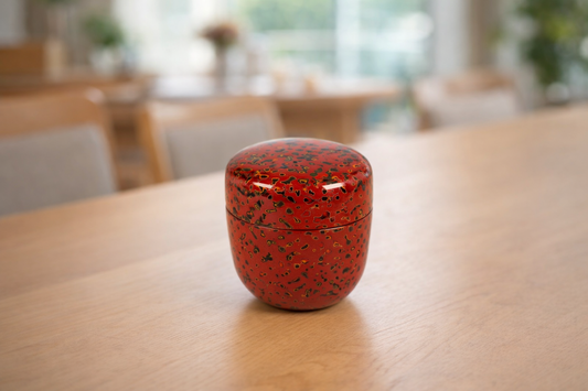[Vintage] Tsugaru-nuri Natsume Tea Caddy (Kara-nuri, Vermilion)
