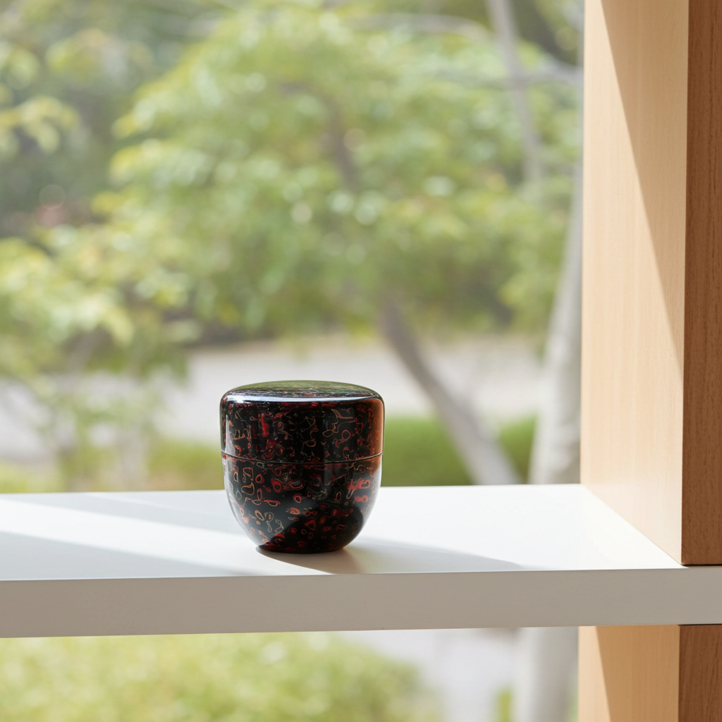 [Vintage] Tsugaru-nuri Natsume (tea caddy), Kara-nuri, Ro (black)